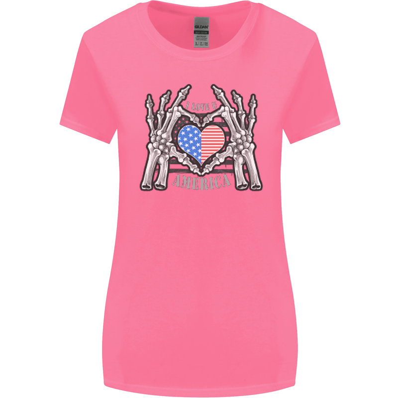 I Love You America 4th of July USA Flag Womens Wider Cut T-Shirt Azalea