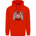 I Love You Great Britain Union Jack Flag UK Childrens Kids Hoodie Bright Red
