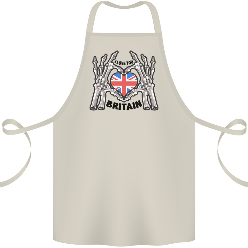 I Love You Great Britain Union Jack Flag UK Cotton Apron 100% Organic Natural