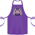 I Love You Great Britain Union Jack Flag UK Cotton Apron 100% Organic Purple