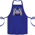 I Love You Great Britain Union Jack Flag UK Cotton Apron 100% Organic Royal Blue