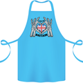 I Love You Great Britain Union Jack Flag UK Cotton Apron 100% Organic Turquoise