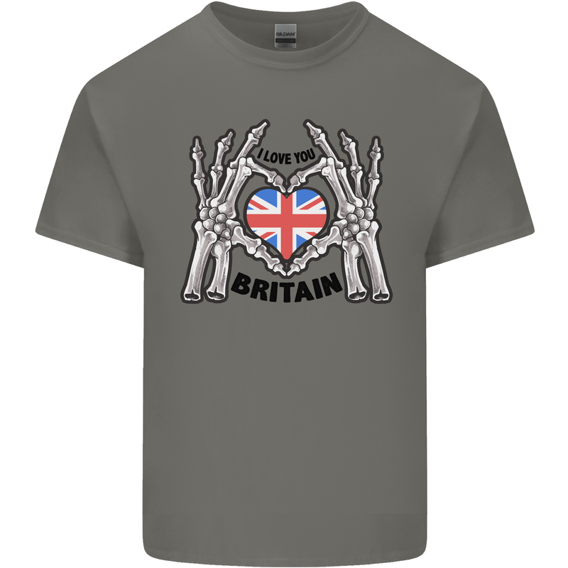 I Love You Great Britain Union Jack Flag UK Kids T-Shirt Childrens Charcoal