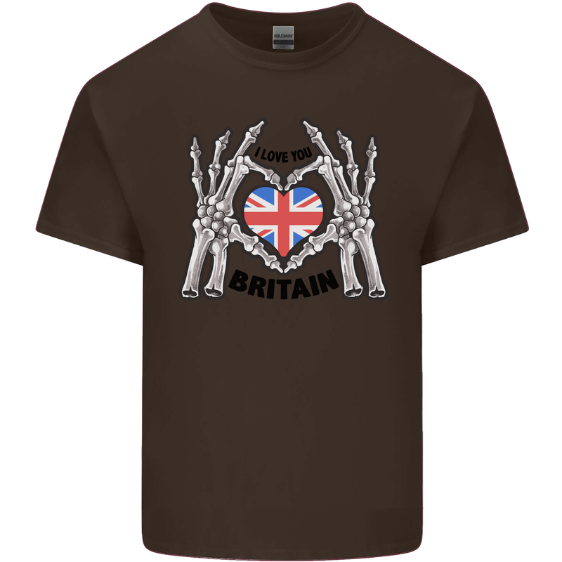 I Love You Great Britain Union Jack Flag UK Kids T-Shirt Childrens Chocolate