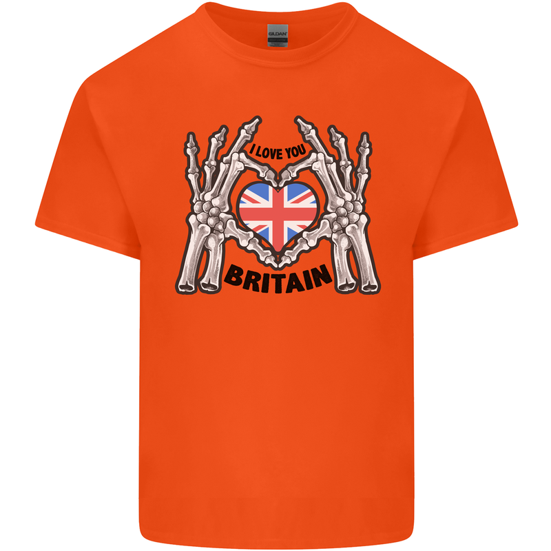I Love You Great Britain Union Jack Flag UK Kids T-Shirt Childrens Orange