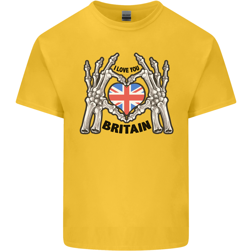 I Love You Great Britain Union Jack Flag UK Kids T-Shirt Childrens Yellow