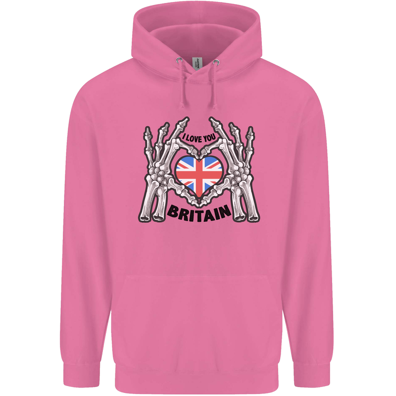 I Love You Great Britain Union Jack Flag UK Mens 80% Cotton Hoodie Azelea