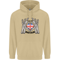 I Love You Great Britain Union Jack Flag UK Mens 80% Cotton Hoodie Sand