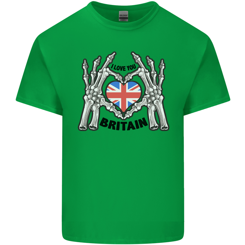 I Love You Great Britain Union Jack Flag UK Mens Cotton T-Shirt Tee Top Irish Green