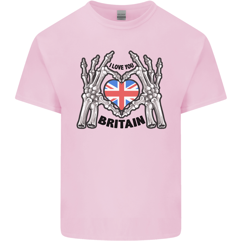 I Love You Great Britain Union Jack Flag UK Mens Cotton T-Shirt Tee Top Light Pink