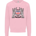 I Love You Great Britain Union Jack Flag UK Mens Sweatshirt Jumper Light Pink