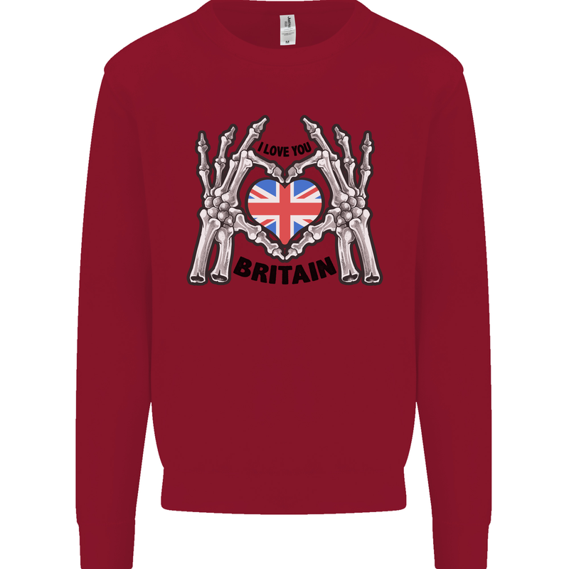 I Love You Great Britain Union Jack Flag UK Mens Sweatshirt Jumper Red