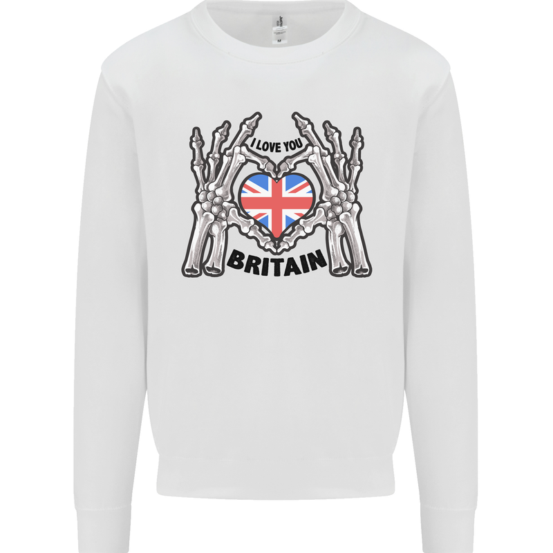 I Love You Great Britain Union Jack Flag UK Mens Sweatshirt Jumper White