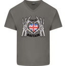 I Love You Great Britain Union Jack Flag UK Mens V-Neck Cotton T-Shirt Charcoal