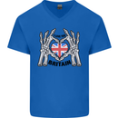 I Love You Great Britain Union Jack Flag UK Mens V-Neck Cotton T-Shirt Royal Blue