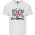 I Love You Great Britain Union Jack Flag UK Mens V-Neck Cotton T-Shirt White