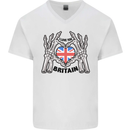 I Love You Great Britain Union Jack Flag UK Mens V-Neck Cotton T-Shirt White