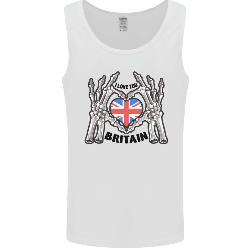 I Love You Great Britain Union Jack Flag UK Mens Vest Tank Top White