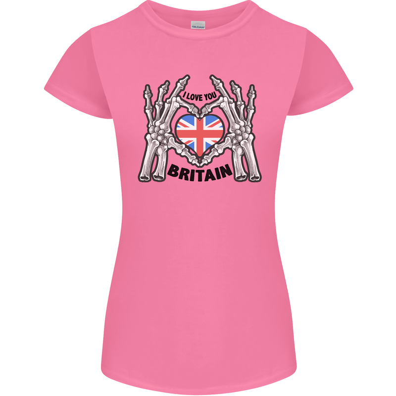 I Love You Great Britain Union Jack Flag UK Womens Petite Cut T-Shirt Azalea