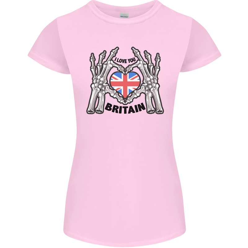 I Love You Great Britain Union Jack Flag UK Womens Petite Cut T-Shirt Light Pink