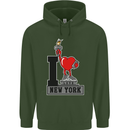 I Love (Heart) New York Childrens Kids Hoodie Forest Green