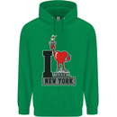I Love (Heart) New York Childrens Kids Hoodie Irish Green