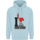 I Love (Heart) New York Childrens Kids Hoodie Light Blue
