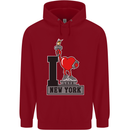 I Love (Heart) New York Childrens Kids Hoodie Red