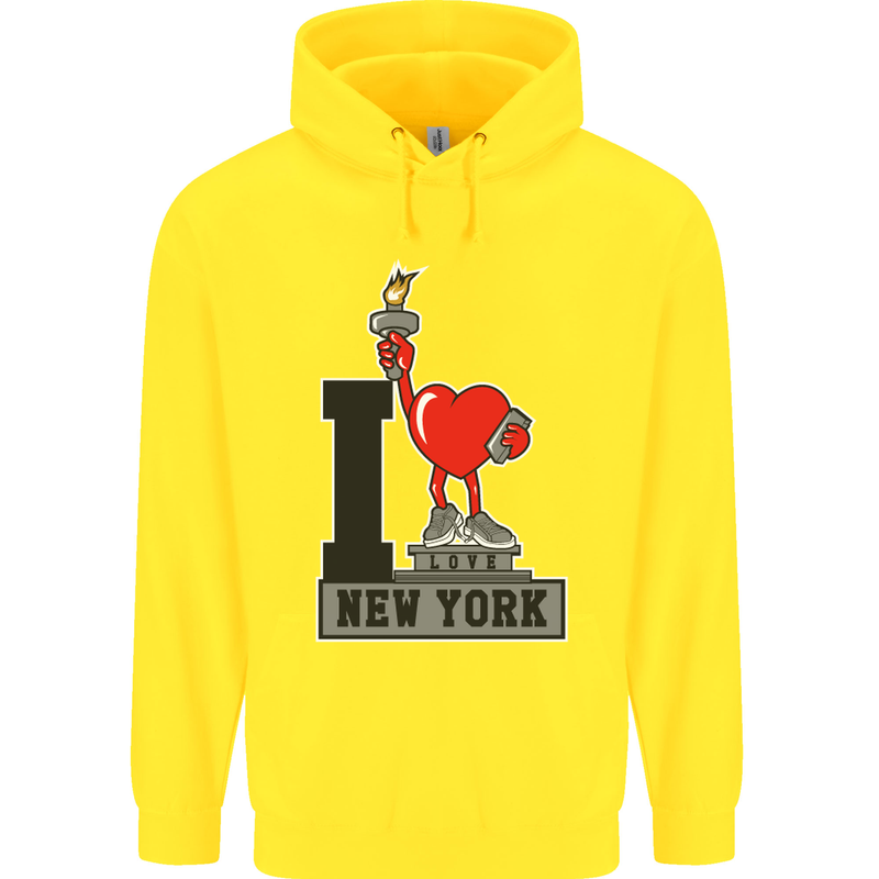 I Love (Heart) New York Childrens Kids Hoodie Yellow