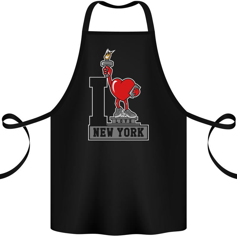I Love (Heart) New York Cotton Apron 100% Organic Black