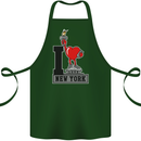 I Love (Heart) New York Cotton Apron 100% Organic Forest Green