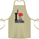 I Love (Heart) New York Cotton Apron 100% Organic Khaki