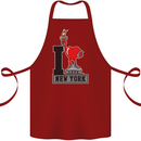 I Love (Heart) New York Cotton Apron 100% Organic Maroon