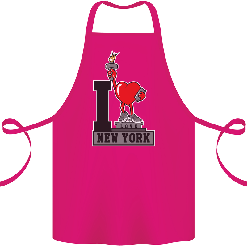 I Love (Heart) New York Cotton Apron 100% Organic Pink