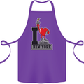 I Love (Heart) New York Cotton Apron 100% Organic Purple