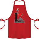 I Love (Heart) New York Cotton Apron 100% Organic Red