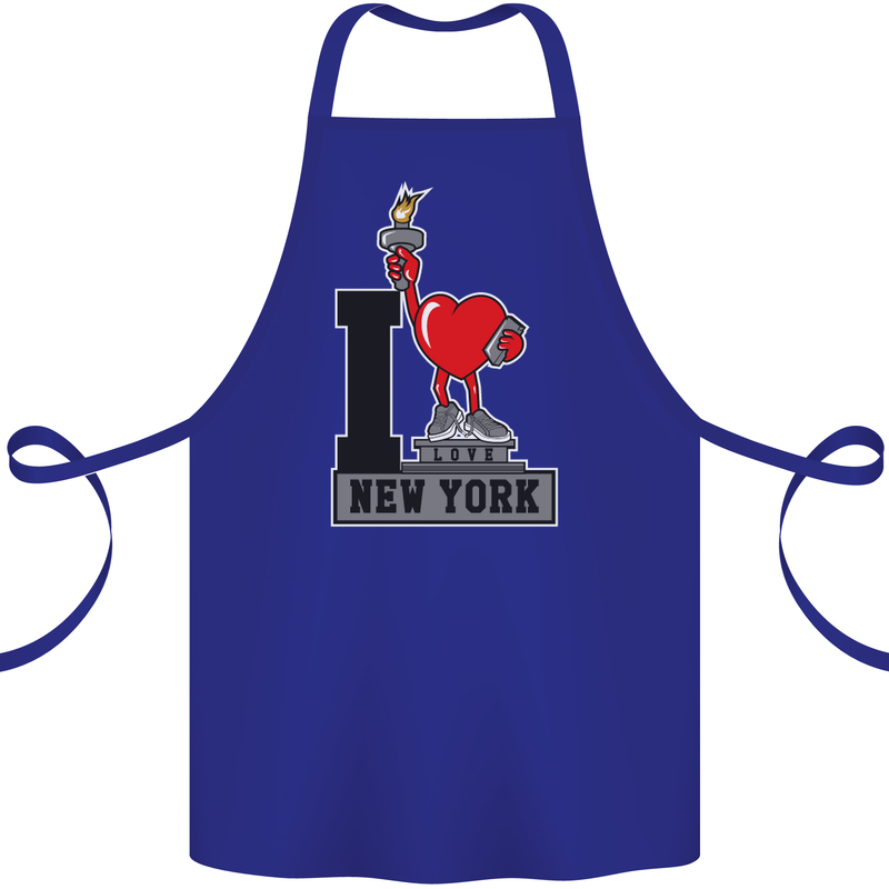 I Love (Heart) New York Cotton Apron 100% Organic Royal Blue