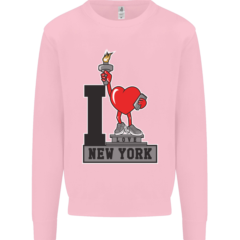 I Love (Heart) New York Kids Sweatshirt Jumper Light Pink