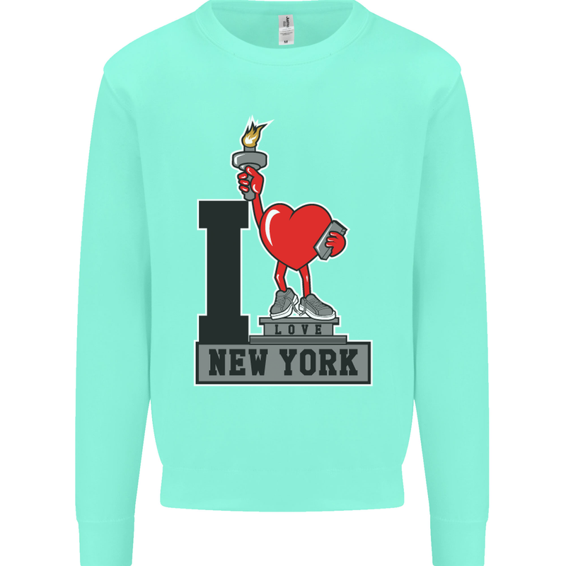 I Love (Heart) New York Kids Sweatshirt Jumper Peppermint