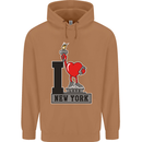 I Love (Heart) New York Mens 80% Cotton Hoodie Caramel Latte