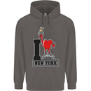 I Love (Heart) New York Mens 80% Cotton Hoodie Charcoal