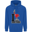 I Love (Heart) New York Mens 80% Cotton Hoodie Royal Blue