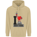 I Love (Heart) New York Mens 80% Cotton Hoodie Sand