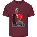 I Love (Heart) New York Mens Cotton T-Shirt Tee Top Maroon