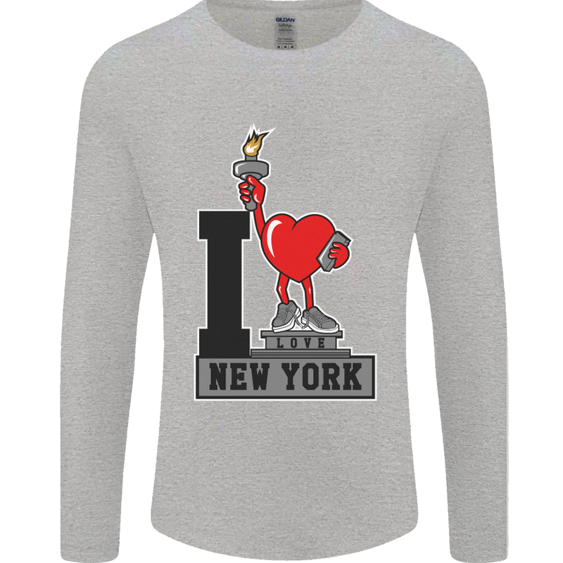 I Love (Heart) New York Mens Long Sleeve T-Shirt Sports Grey