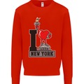 I Love (Heart) New York Mens Sweatshirt Jumper Bright Red