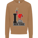 I Love (Heart) New York Mens Sweatshirt Jumper Caramel Latte
