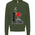 I Love (Heart) New York Mens Sweatshirt Jumper Forest Green