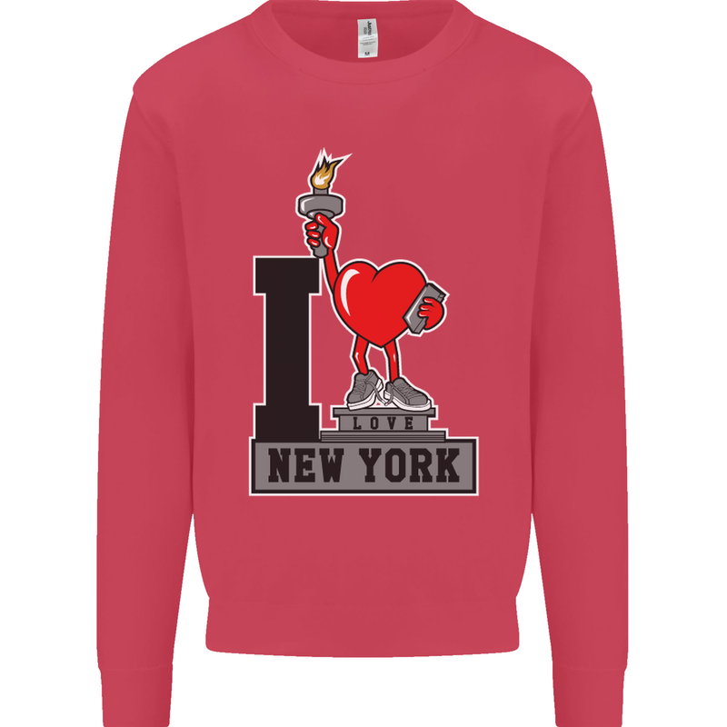 I Love (Heart) New York Mens Sweatshirt Jumper Heliconia