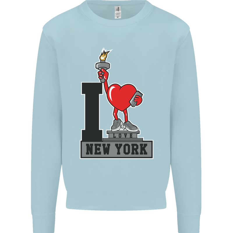 I Love (Heart) New York Mens Sweatshirt Jumper Light Blue